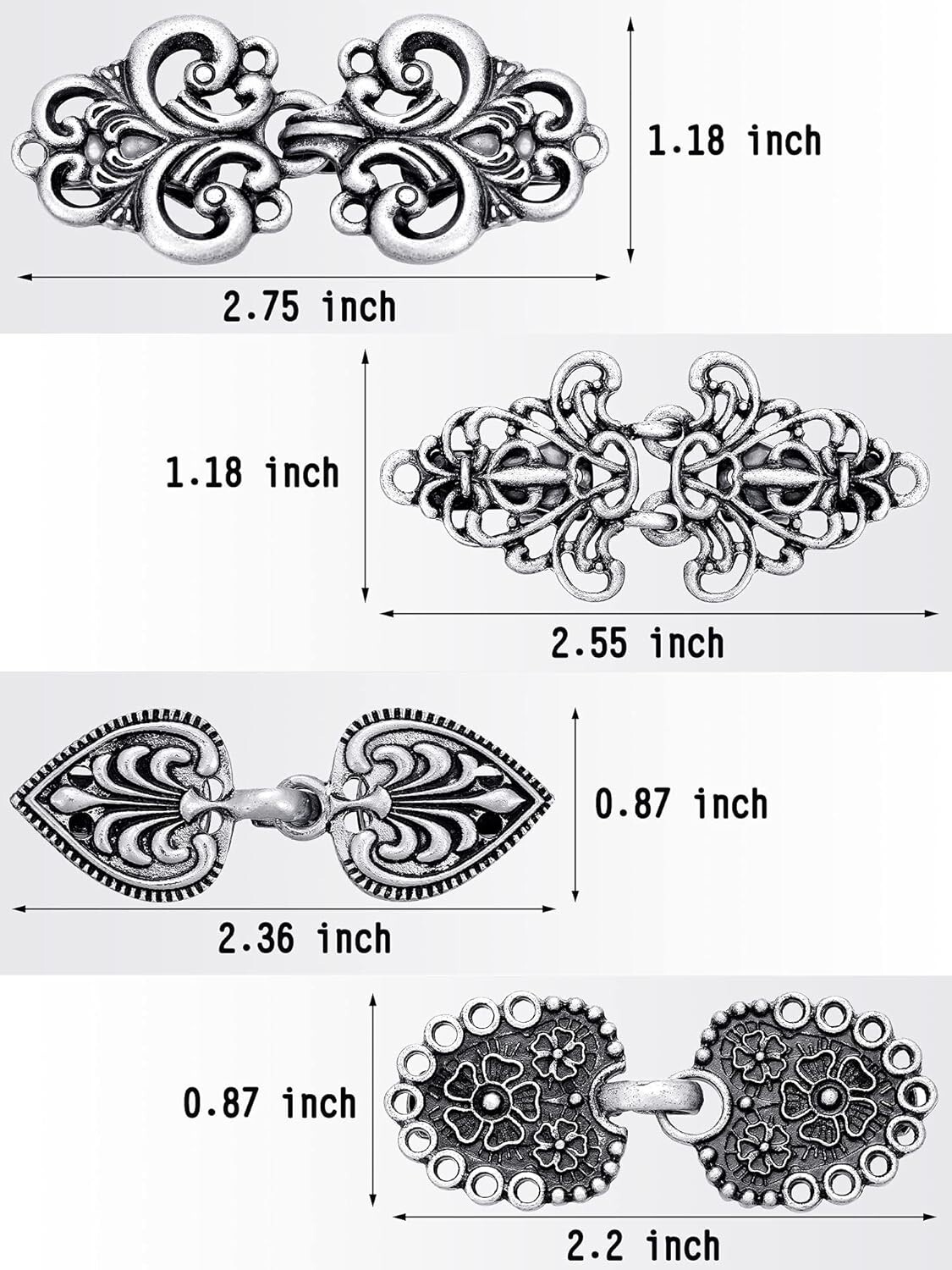 Elegant Vintage Sweater Clip Set – 4 Retro Shawl Collar Fasteners in Zinc Alloy