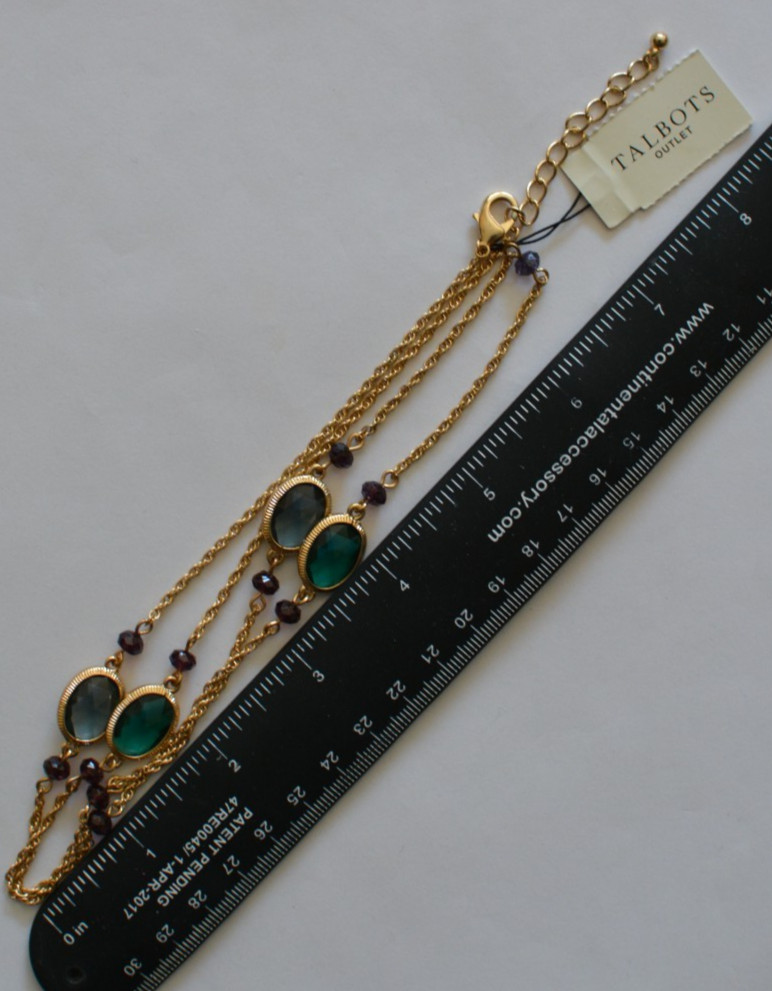 Talbots gold tone faceted green/gray oval accent necklace and earrings set w/tag
