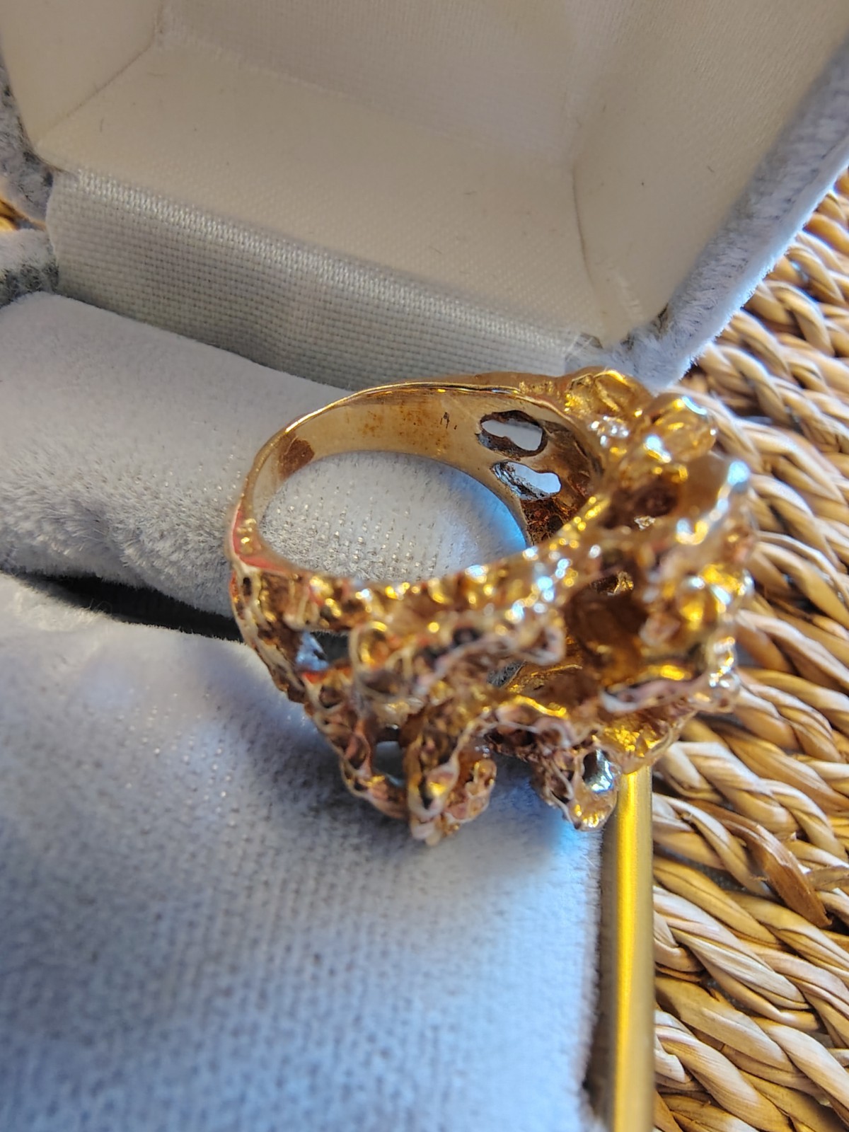 Gold Modernist Brutalist Nugget Coral Cast Ring Mid Century Vintage Sub 14k 9 Gr