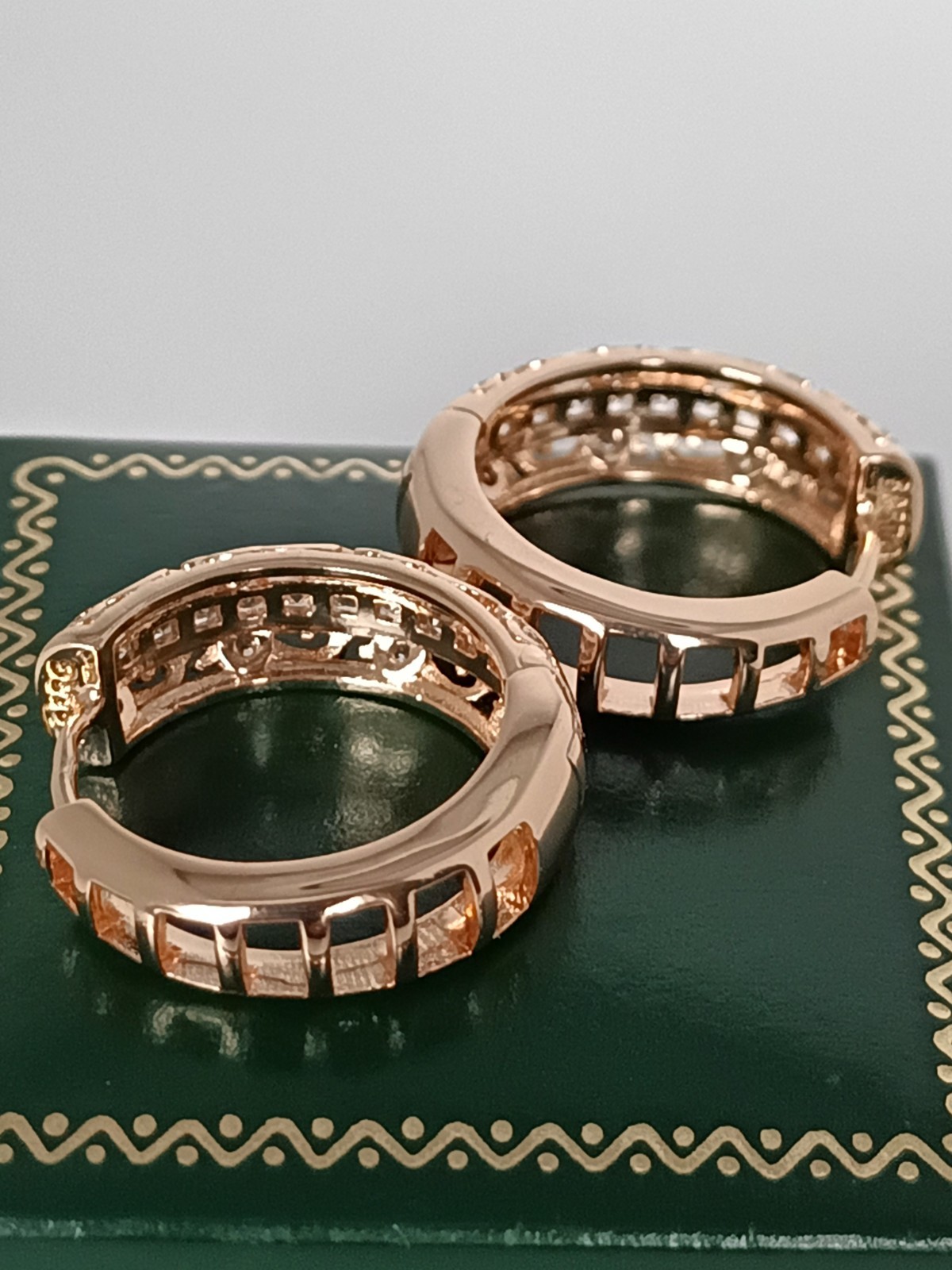 Vintage 1990-s 14 Ct Rolled Gold Large Solid Zircons Earrings-Hallmarked 585 RG