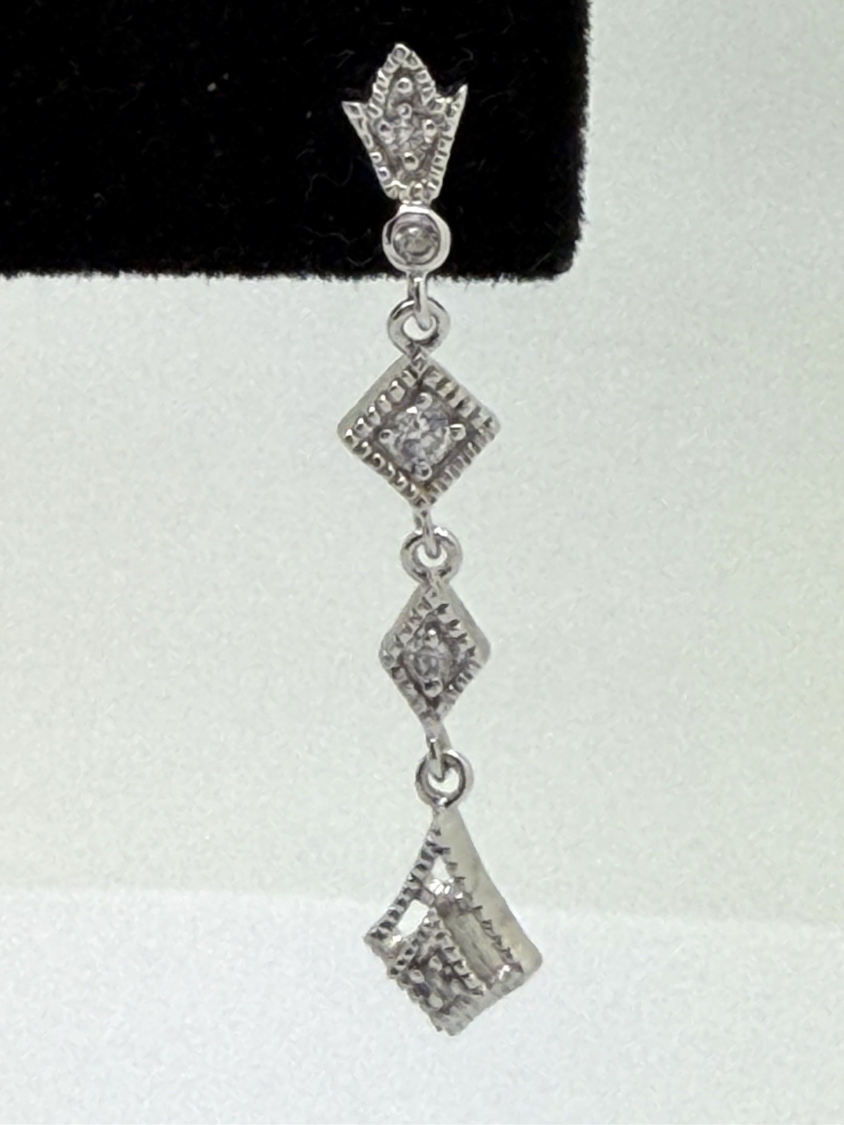 Sparkling Dangle/Drop Silverplate Rhinestone Earrings-1.25” Long