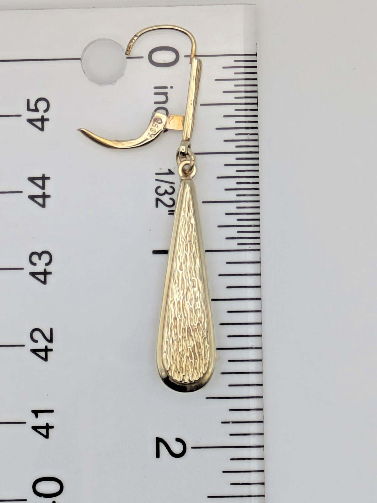 Rare Vintage 14K Gold 3.71g Teardrop Dangle/Drop Leverback Earrings With Texture