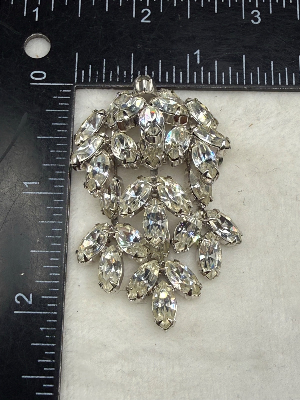 Vintage Weiss Rhinestone Chandelier Brooch Silver Tone Full of Sparkle Waterfall