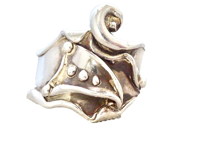 DESIGNER LuLu MODERNIST DESIGN STERLING SIVLER BAND RING SIZE 7.5 RING