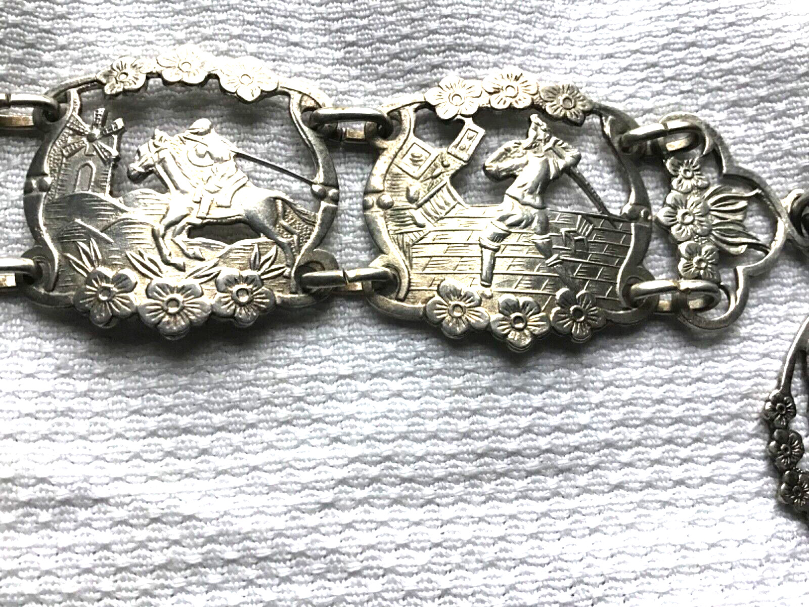 Militaria Bracelet Spain Unusual Scenes on Links VINTAGE Estate Jewelry Unique