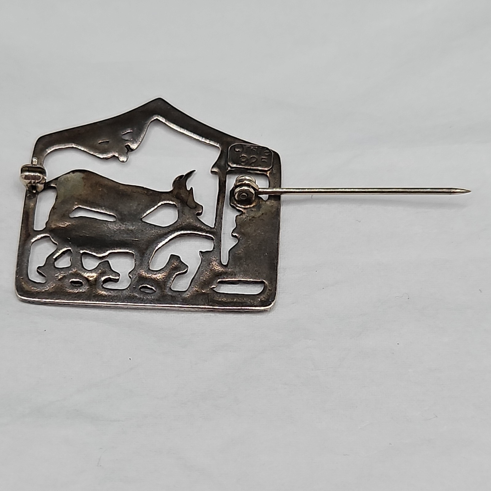 Vintage Mia Sterling Silver Brooch Nativity Animals
