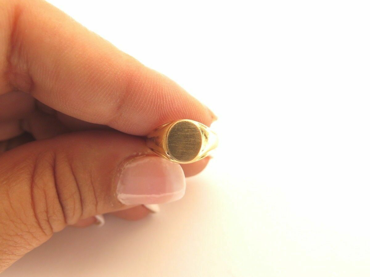 Vintage Grooved Edge Signet Rings*Gold Plated Blank Monogram Esposito ESPO*A814