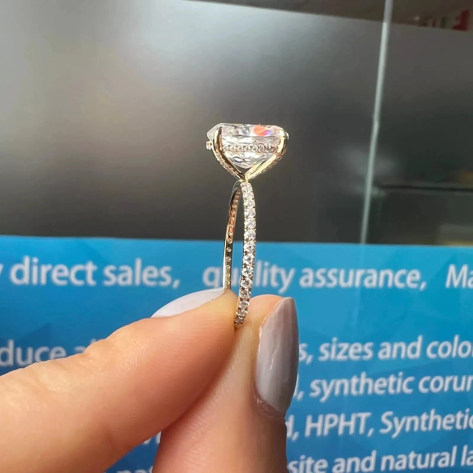 2.75Ct Oval Cut Lab Created Diamond Wedding Bridal 14K Yellow Gold Finish Ring