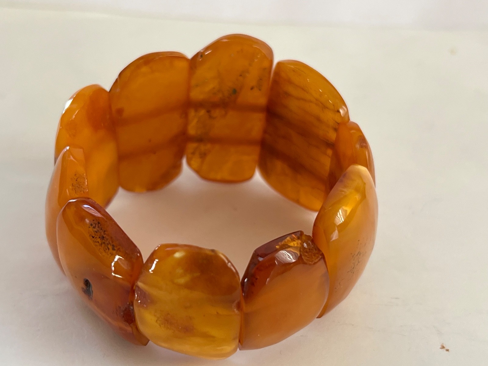 Vintage Baltic Butterscotch AMBER Stretch Elastic BRACELET – 44 Grams