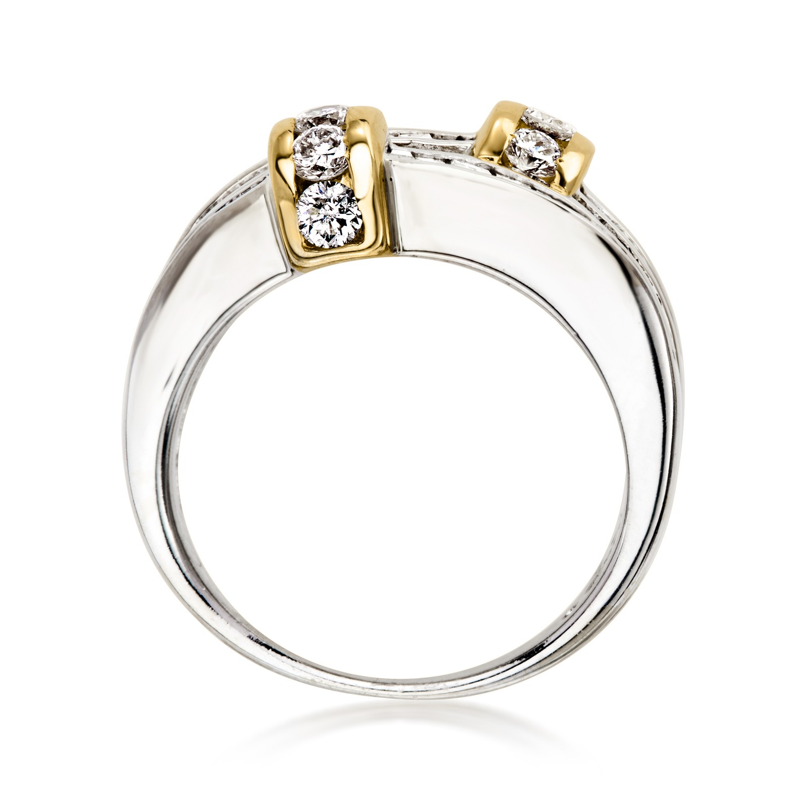 Vintage 1.50 ct. t.w. Diamond 2-Row Ring in 14kt 2-Tone Gold. Size 5.75