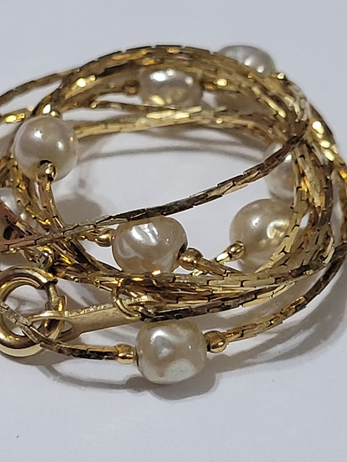 Vintage Signed Marvella Necklace Imitation Pearl Gold-tone 24″ Costume Fashion
