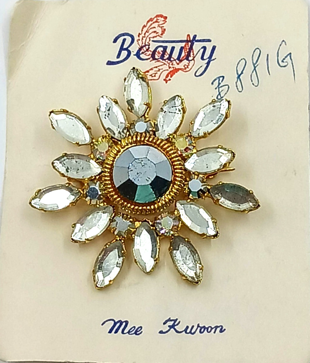 Vintage Beauty by Mee Kwoon Pin Brooch Lot Rhinestone Hand Crafted New Old Stock