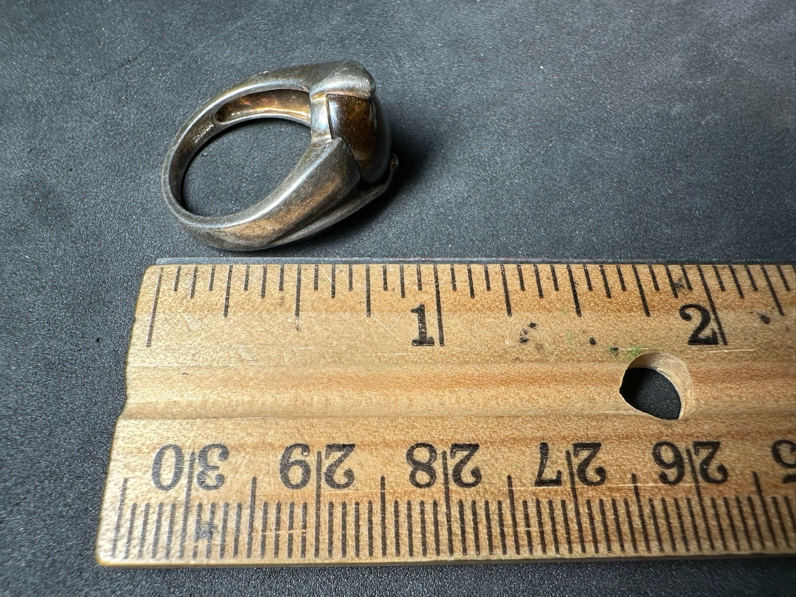4.83g Vintage Sterling Silver 925 Ring Oval Golden Brown Statement M Size 6