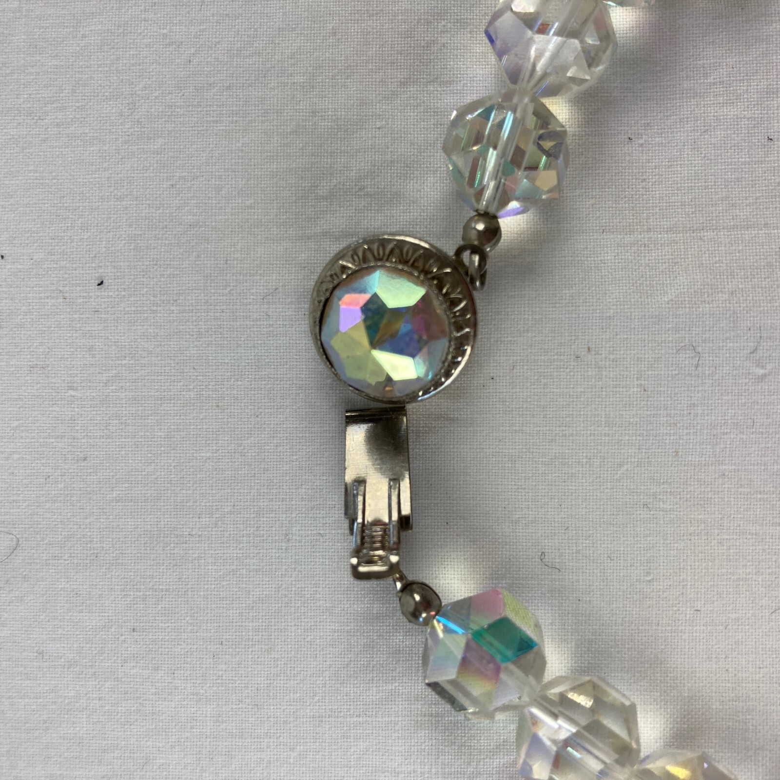 Aurora Borealis Choker Necklace Marked Austria Madsin Gorgeous Clasp Wedding