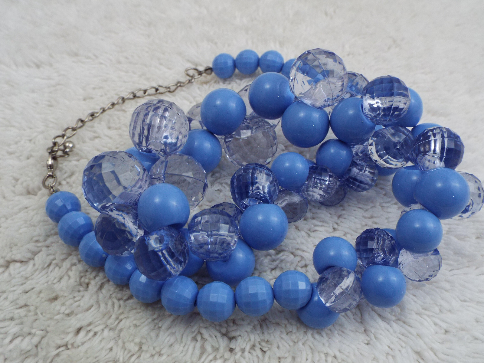 Blue Bead Scoop Necklace (K31)