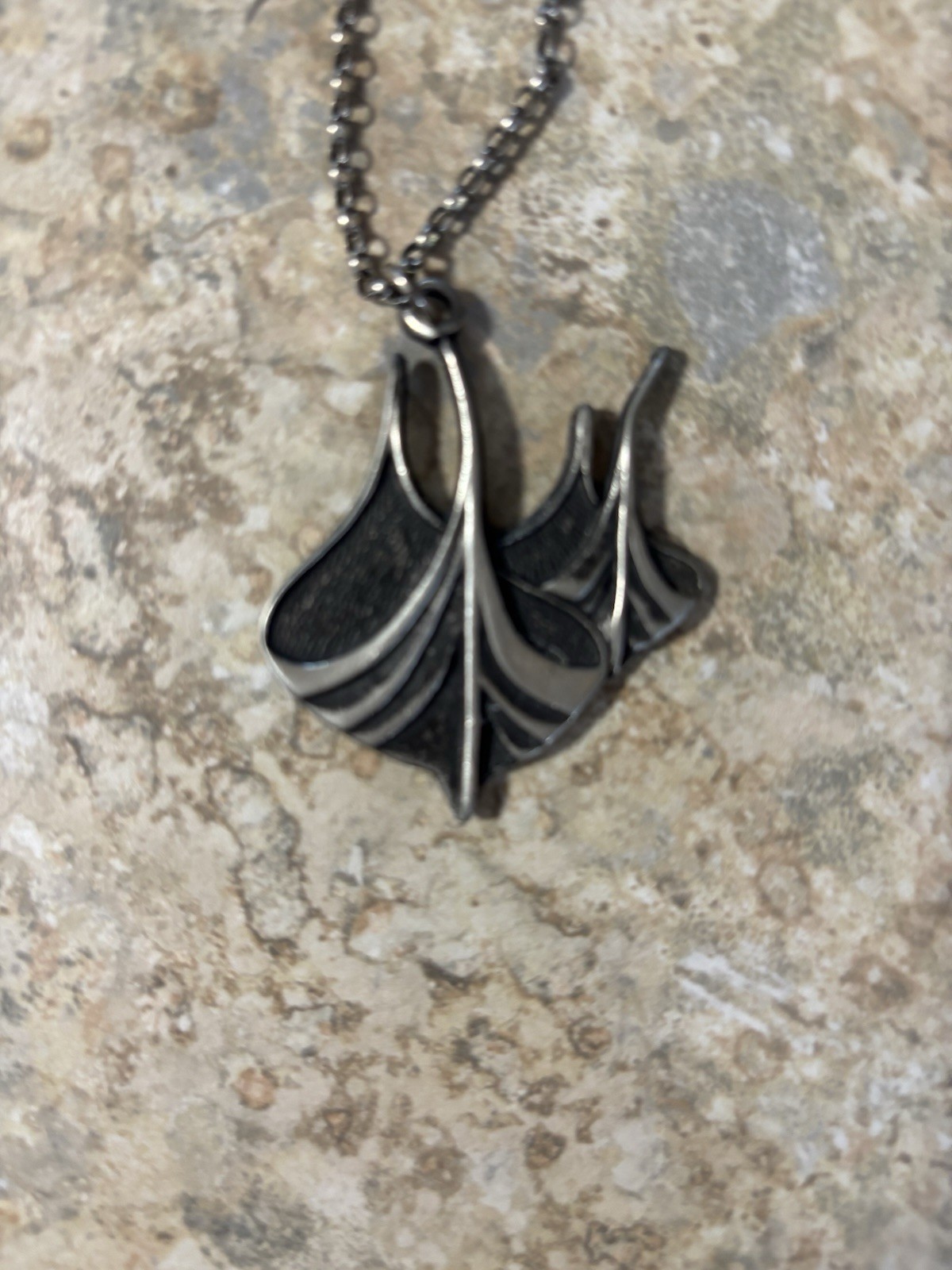 MCM MODERNIST EIVIND HILLESTAD NORWAY 925S EH 24″ NECKLACE W SHIP PENDANT