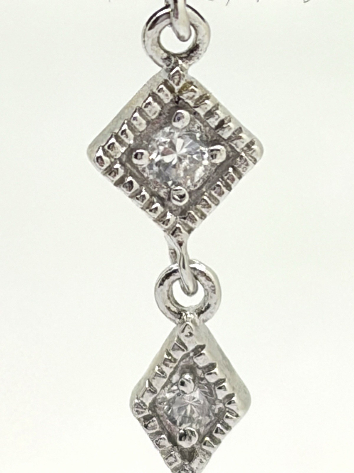 Sparkling Dangle/Drop Silverplate Rhinestone Earrings-1.25” Long
