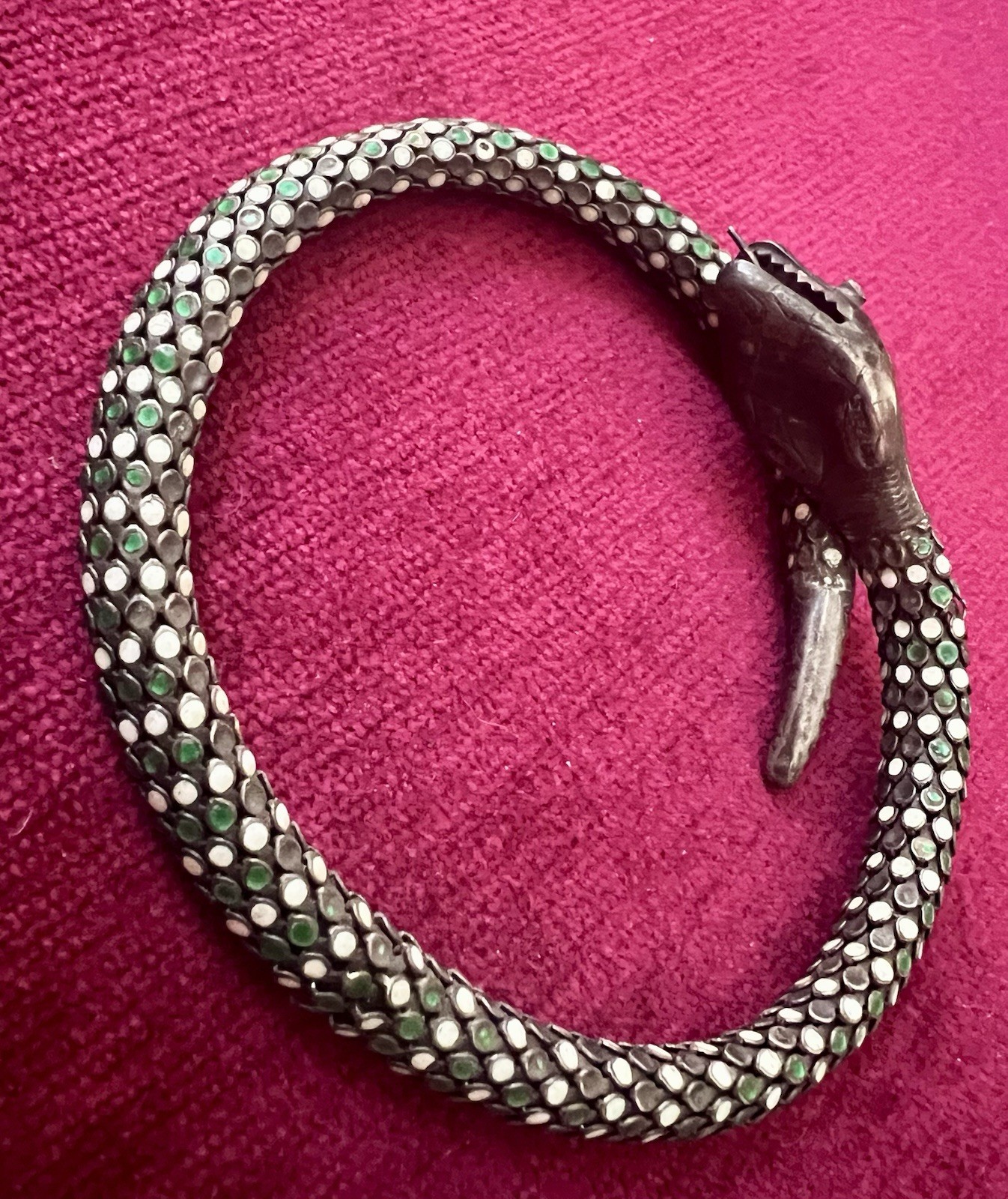 FABULOUS RARE ANTIQUE WHITING DAVIS ENAMELED WRAP SNAKE BRACELET.