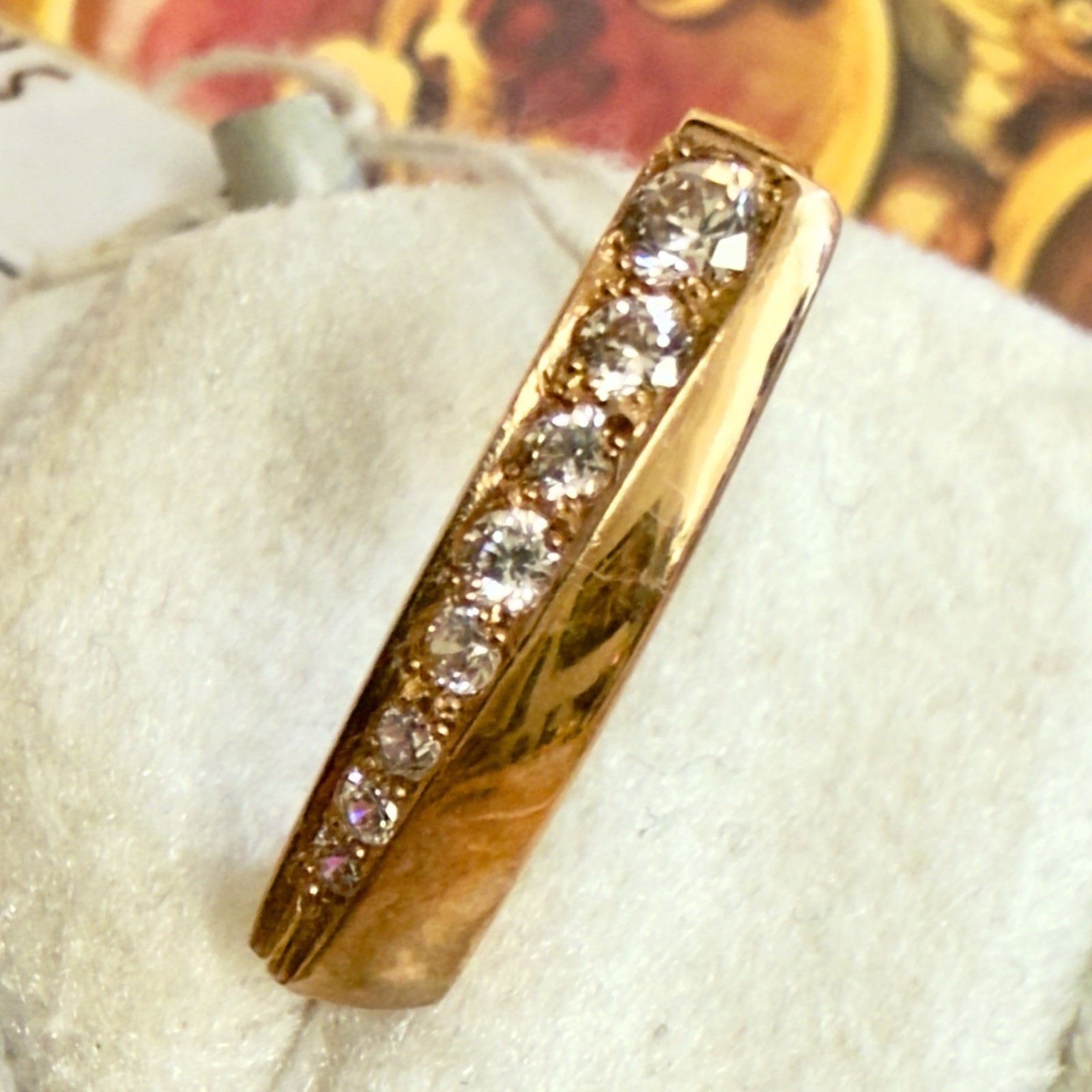 Size 7.25 – 14K 585 Rose Gold Gemstone Ring – Vintage East European #1806