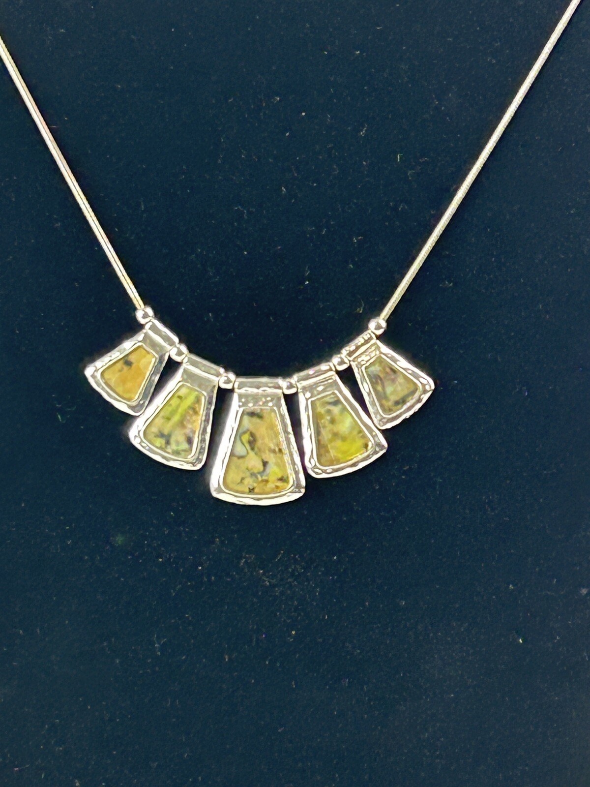 Abalone Shell Silver Necklace & Earring Set Art Deco Boho Creative Summer Beach
