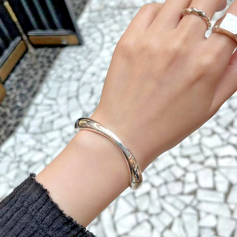 Elegant 925 Sterling Silver Bracelet Retro Vintage Open Bow Bracelet for Women