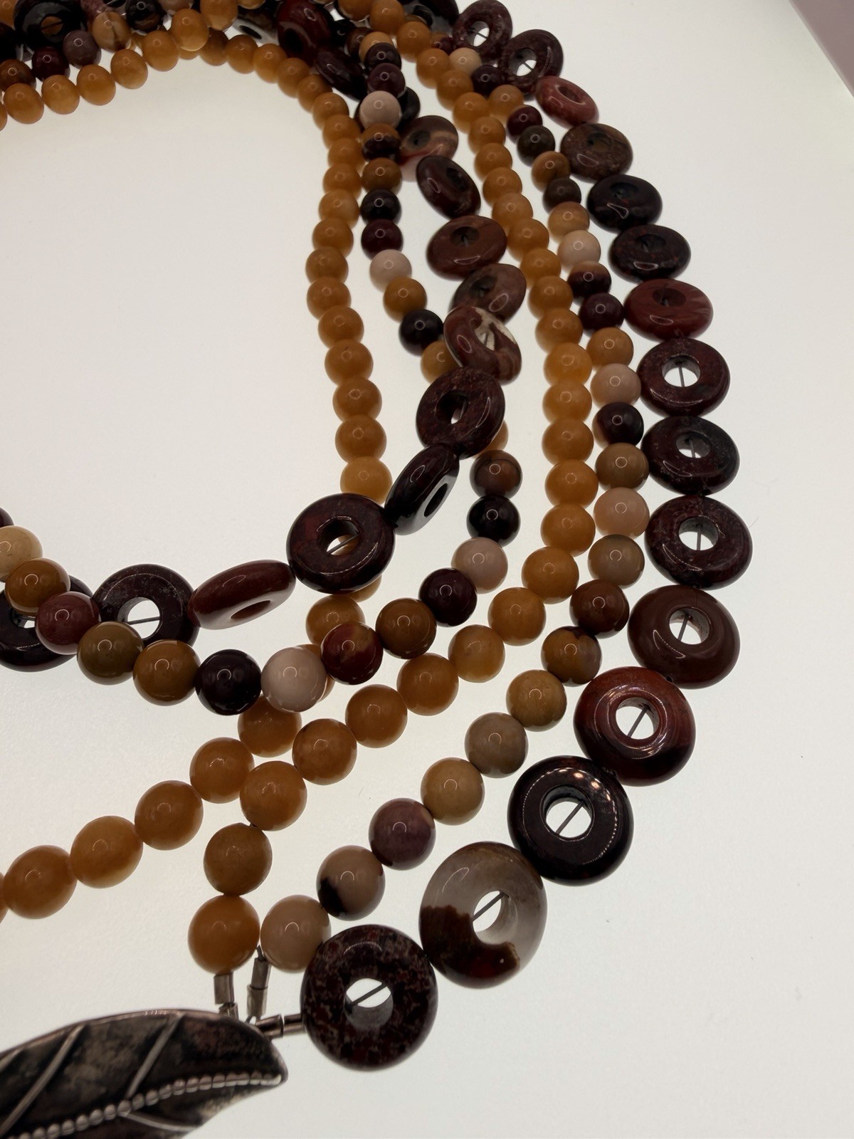 Lot 4 Semi Precious Stone Beaded Necklaces Sterling Silver Pendant Vintage SW