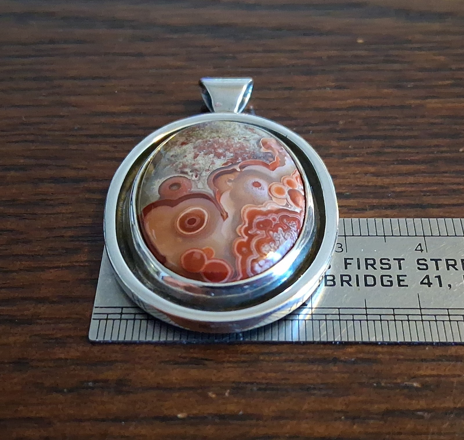 Vintage Sterling Crazy Lace Agate Pendant 19grams See Pics/Description