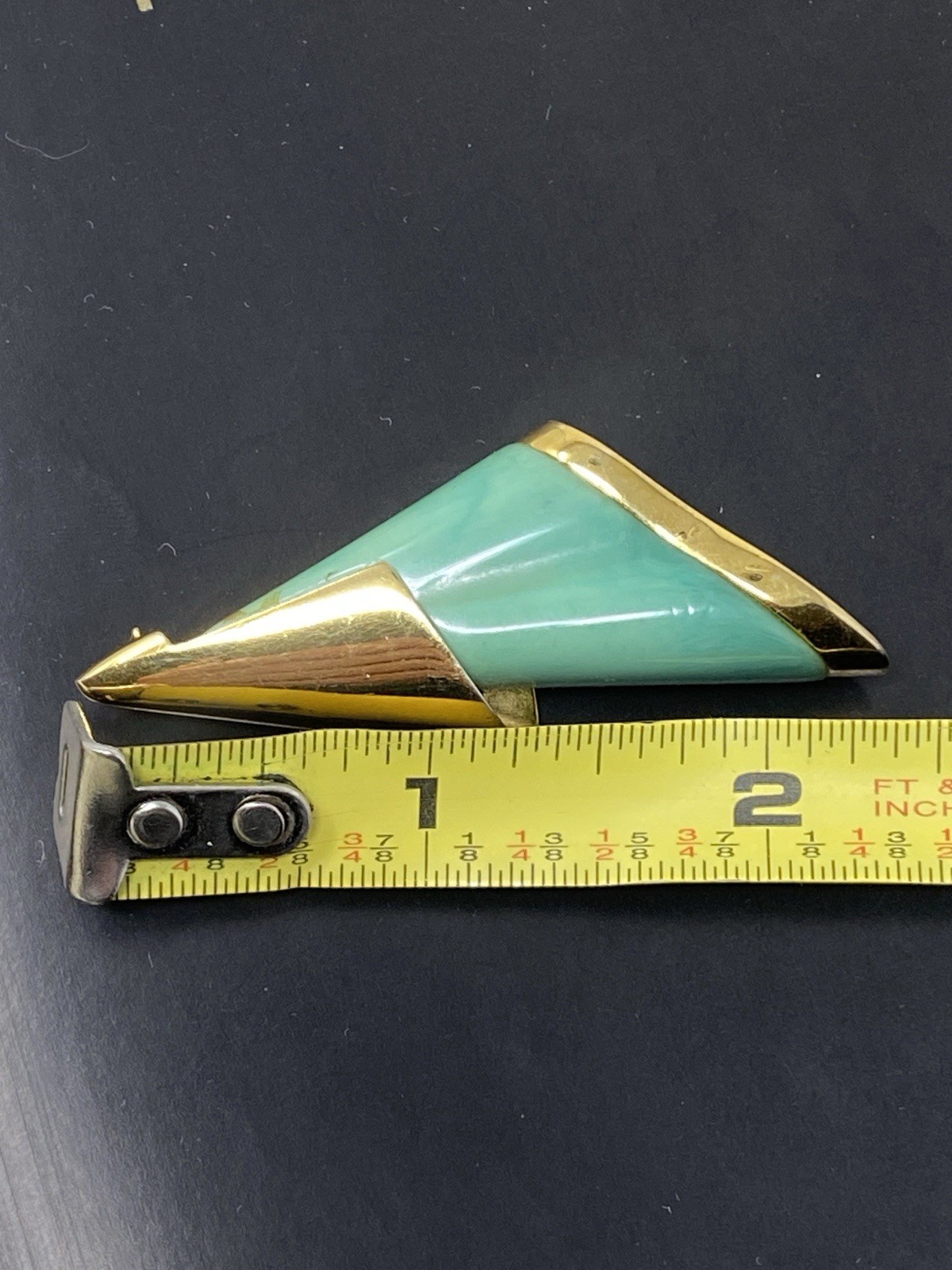 Givenchy Vintage Brooch Pin Green Stone Gold Setting 1979 New York Paris