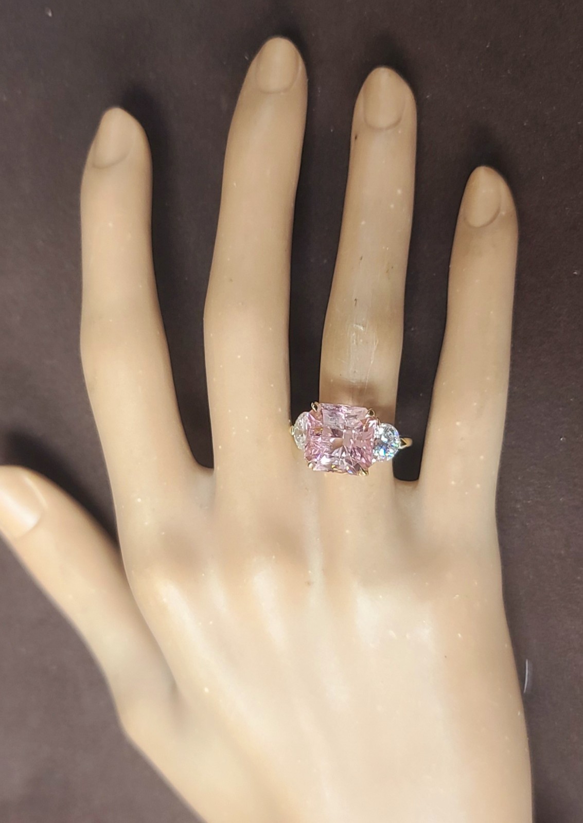 Vintage 14k Yellow Gold Engagement Ring 7.64ct. Natural Pink Tourmaline Radiant