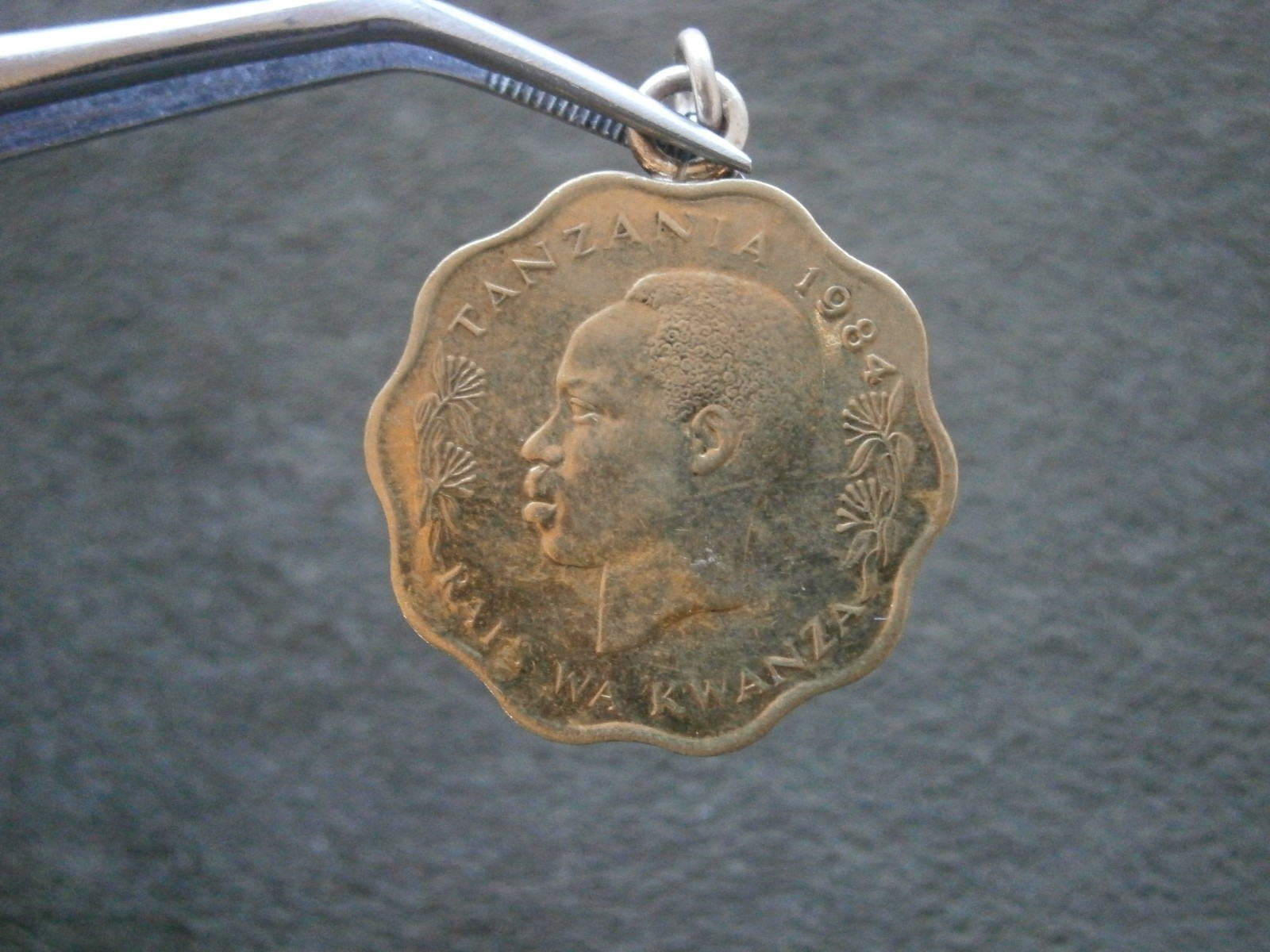 Tanzania 10 Senti Julius Nyerere Zebra Vintage Coin Charm Pendant ~ 1984 ~ 5.2g