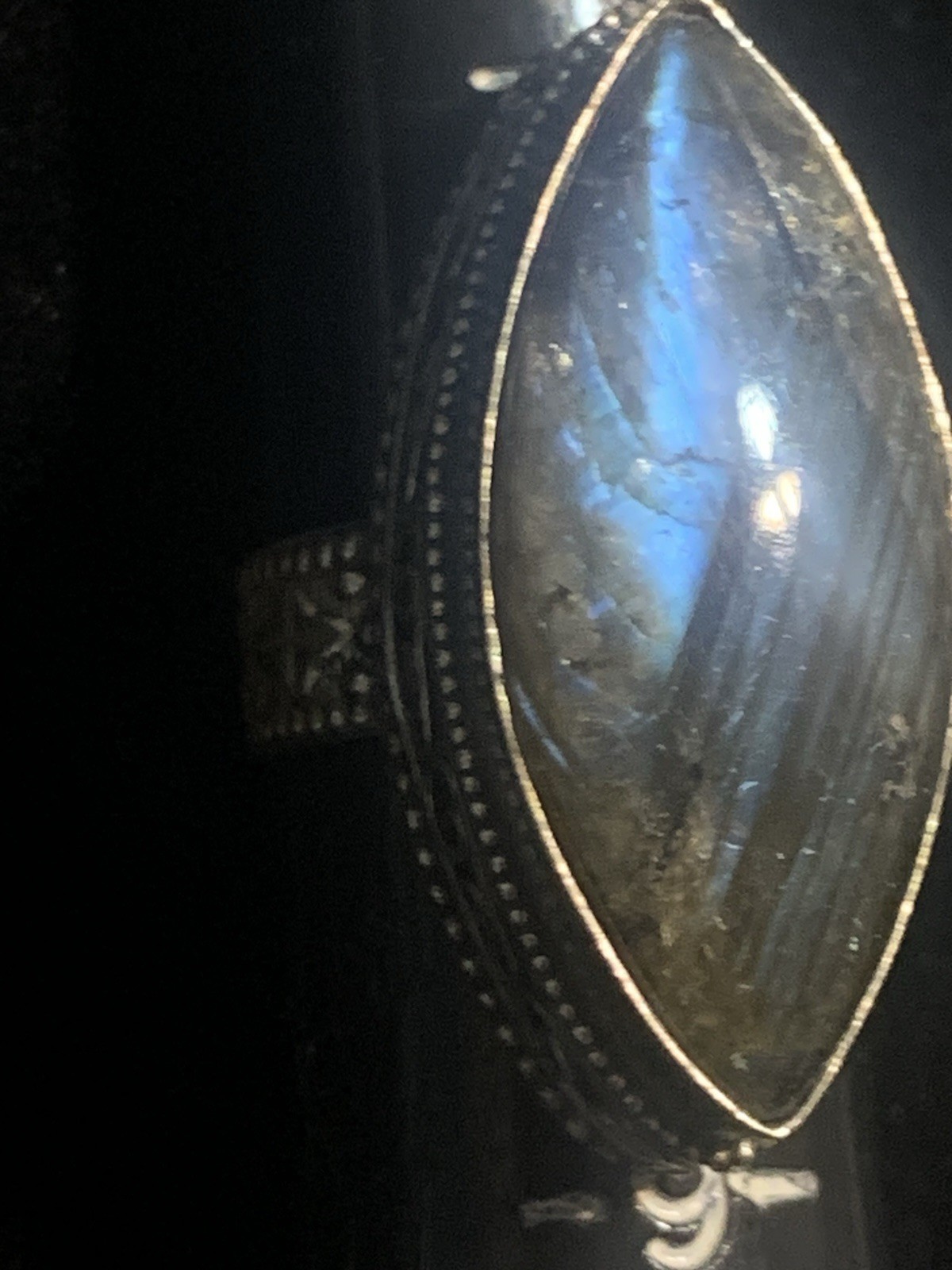 Vintage Large Labradorite Marked 925 Silver Ring Size 7.5 See Pictures!