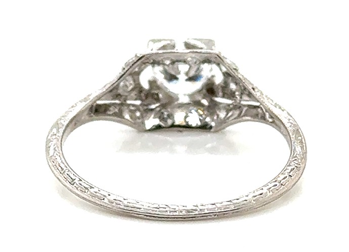 Deco Diamond Engagement Ring .73ct D VVS1 Ideal Platinum IGI Original 1920’s