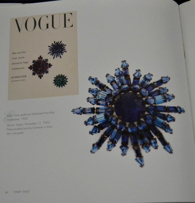 SCHREINER Maltese Cross Brooch RED/BLUE Rhinestones Unsigned Book Piece 3.5 in.