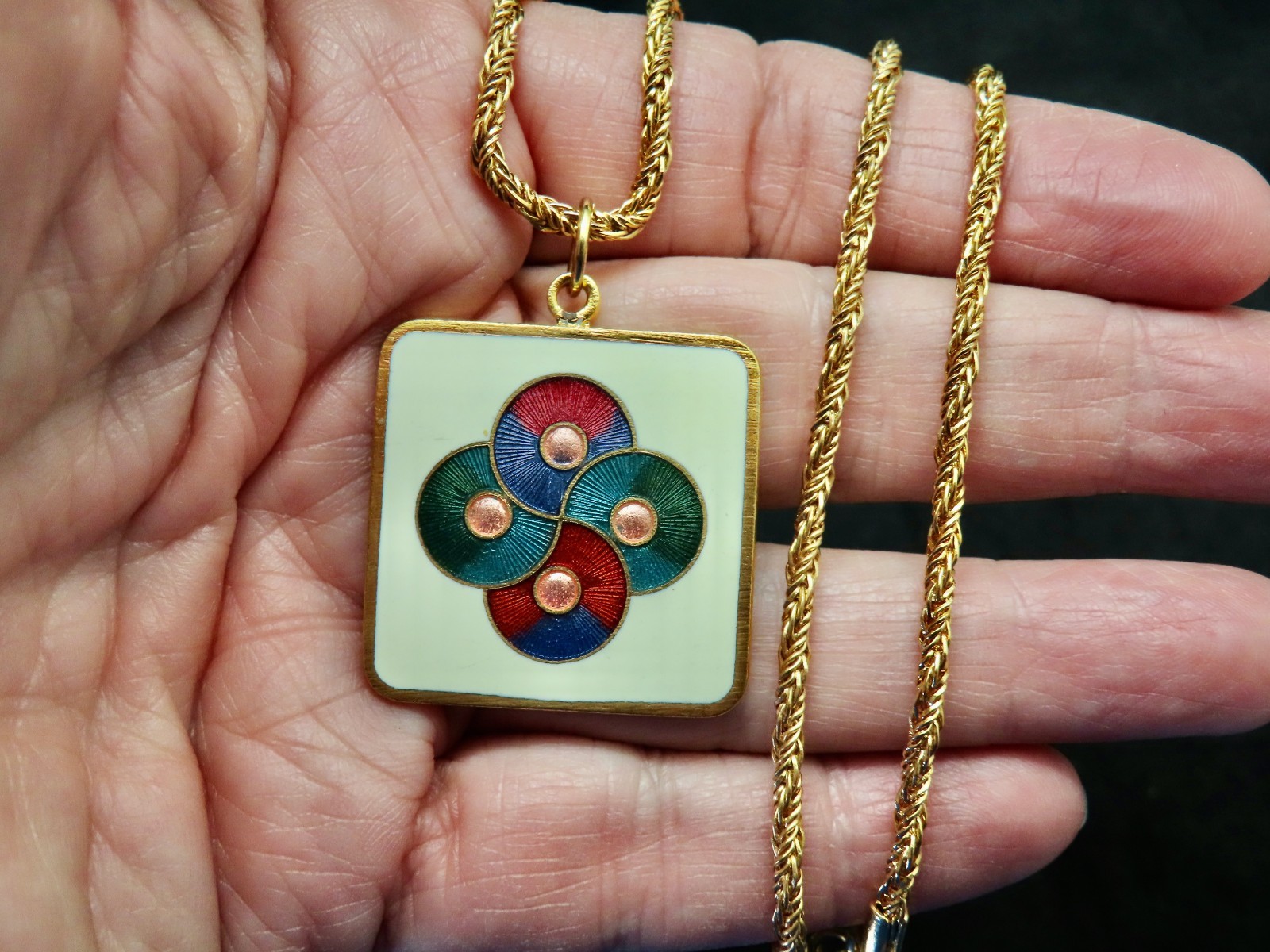 Vintage 1980’s Enamel Abstract Design Pendant