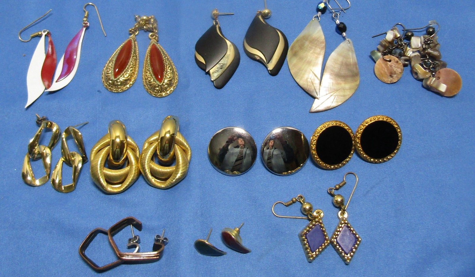retro vintage pierced earrings assorted styles and sizes 12 Pair