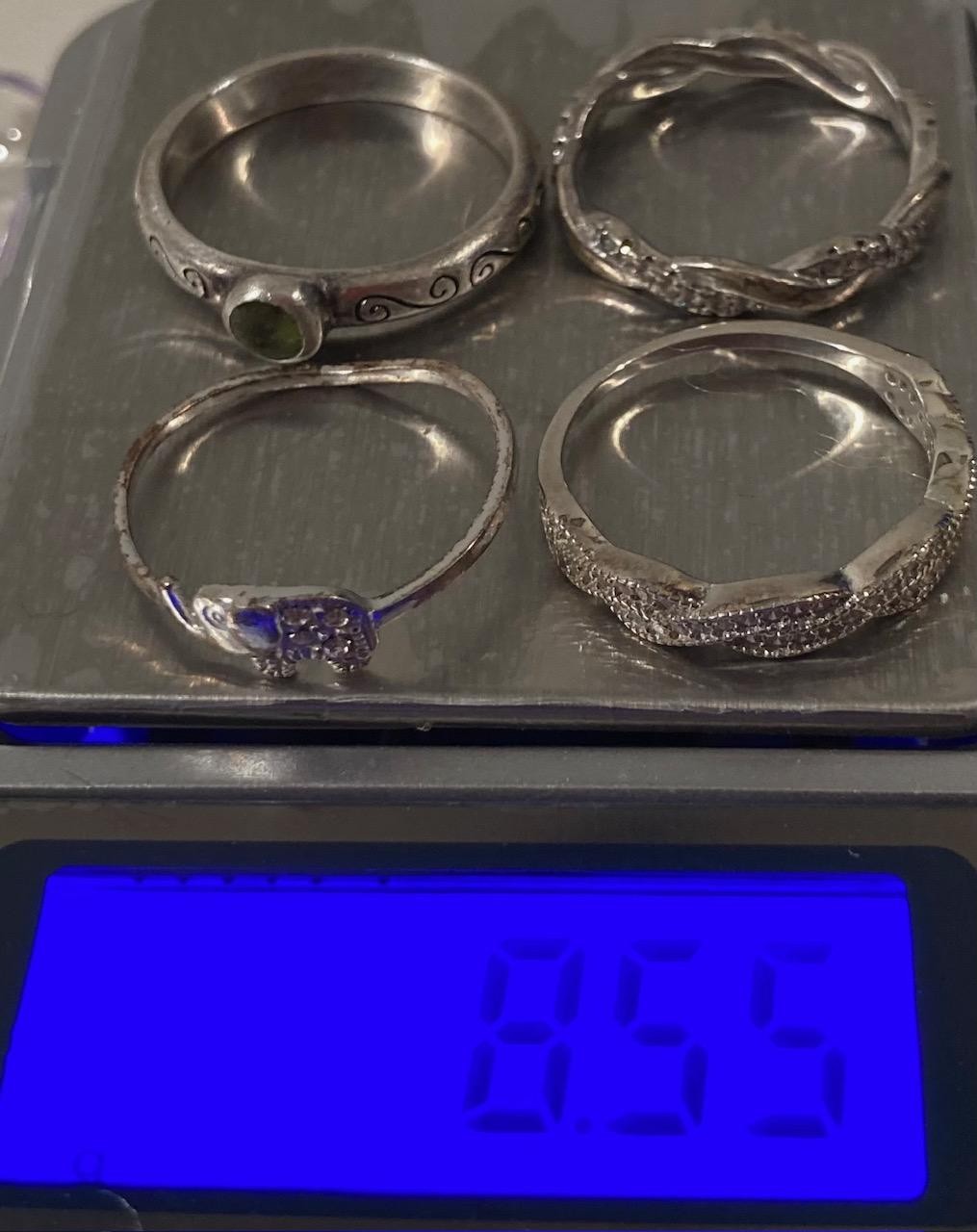 Vintage Lot of 4 Sterling Silver Rings, Assorted Sizes and Styles, Nice Designs