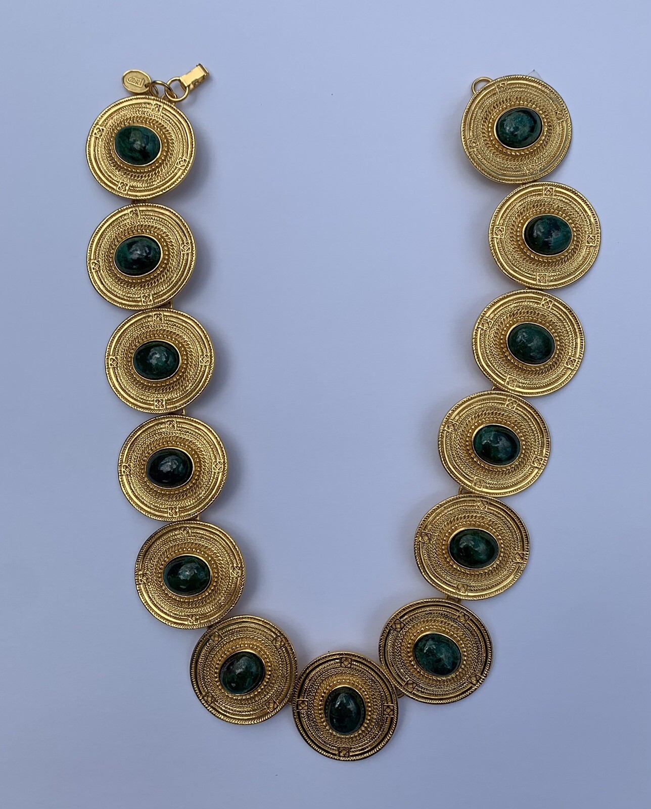 Ccori Peruvian Inca-Inspired Gold and Chrysocolla Necklace Costume Jewelry