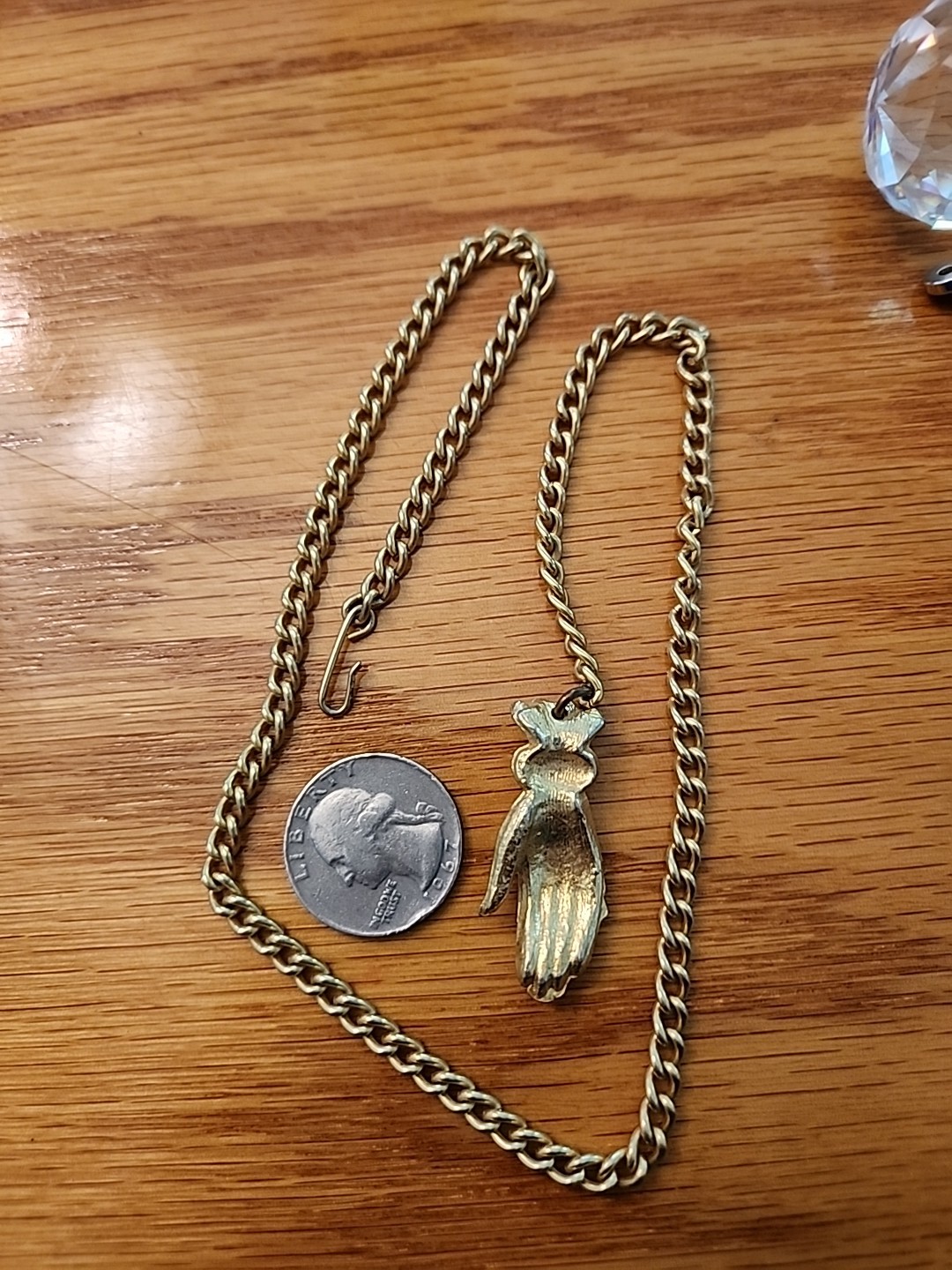 Vintage J Hook Goldtone hand Sikvertone Chain Necklace