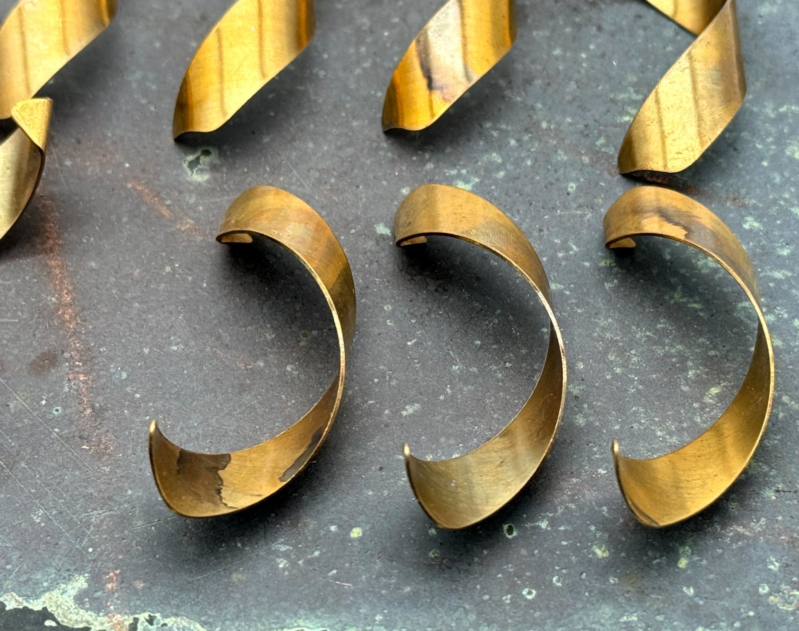 Vintage Brass Long Curls Jewelry Stamping Lot of 12