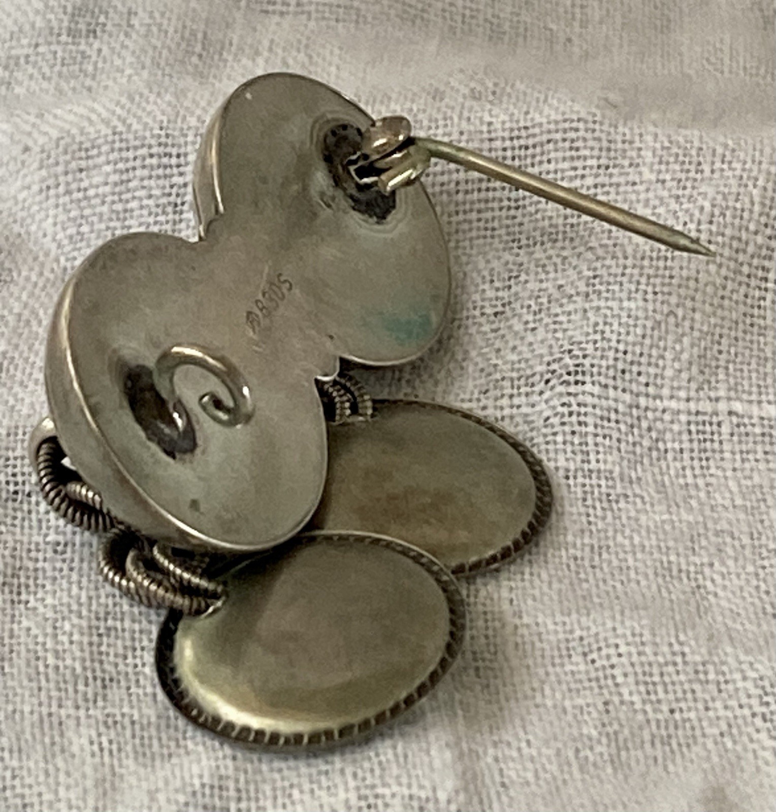 Vintage Traditional Silvery Norwegian Brooch With Intricate Incised Design