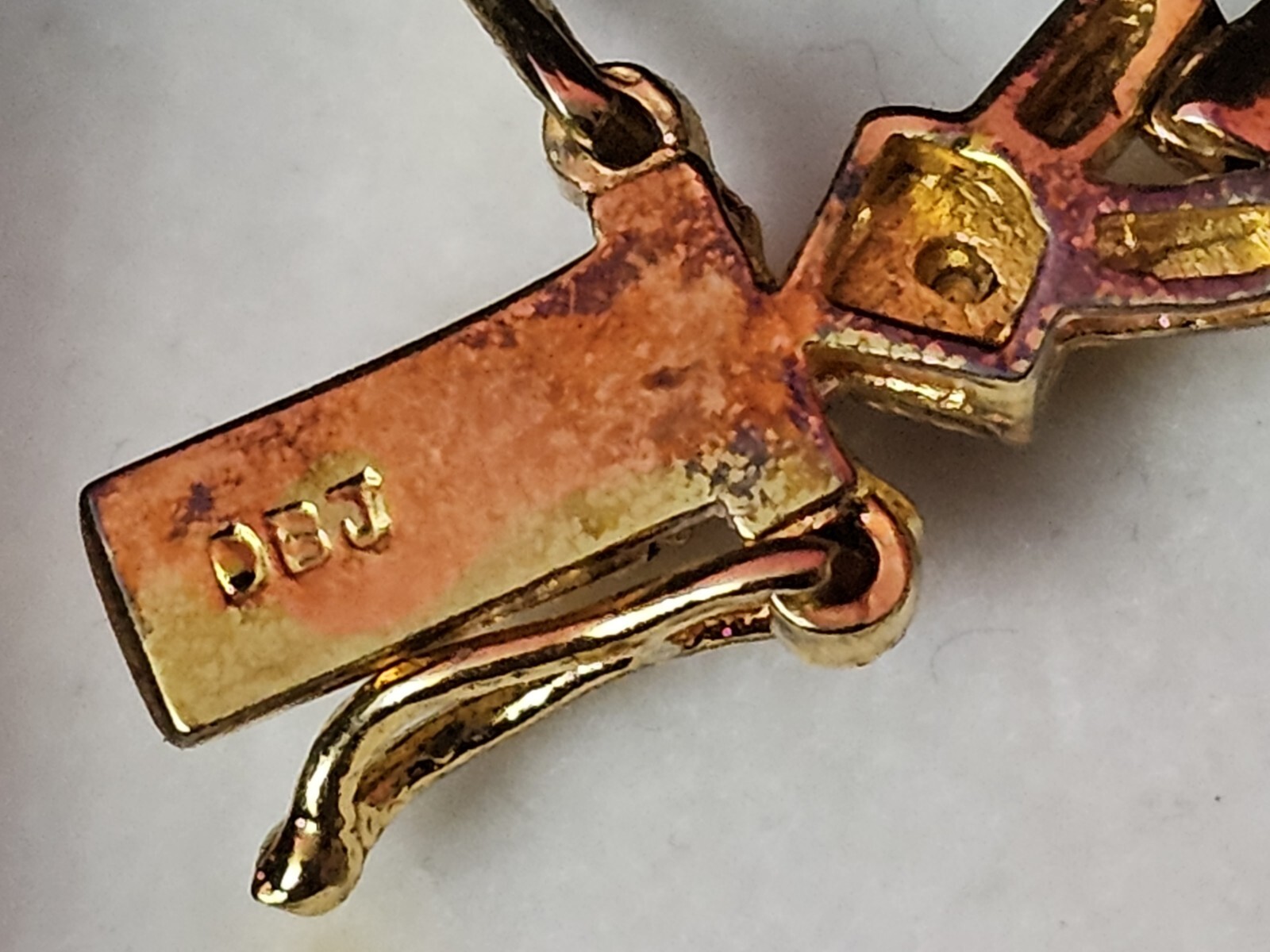 Vintage Retro 925 Gold OBJ XOXO Hugs Kisses Love Gemstone Bracelet Jewelry