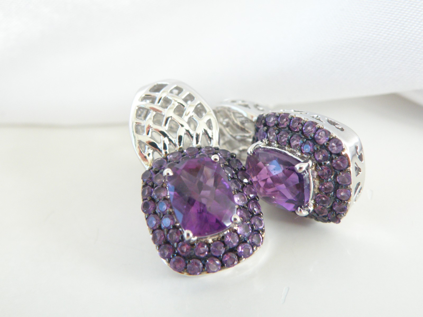 Sterling Silver 925 Natural Heated African Amethyst Earrings