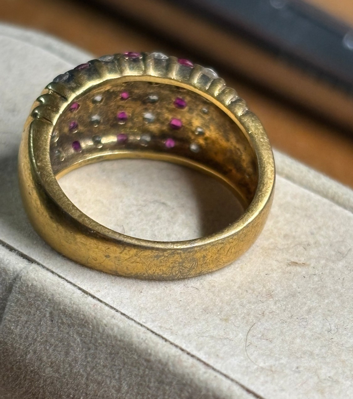 Vtg DBJ DEE BERKLEY Jewelry 925 sterling silver gold RUBY & CZ men’s RING size 8