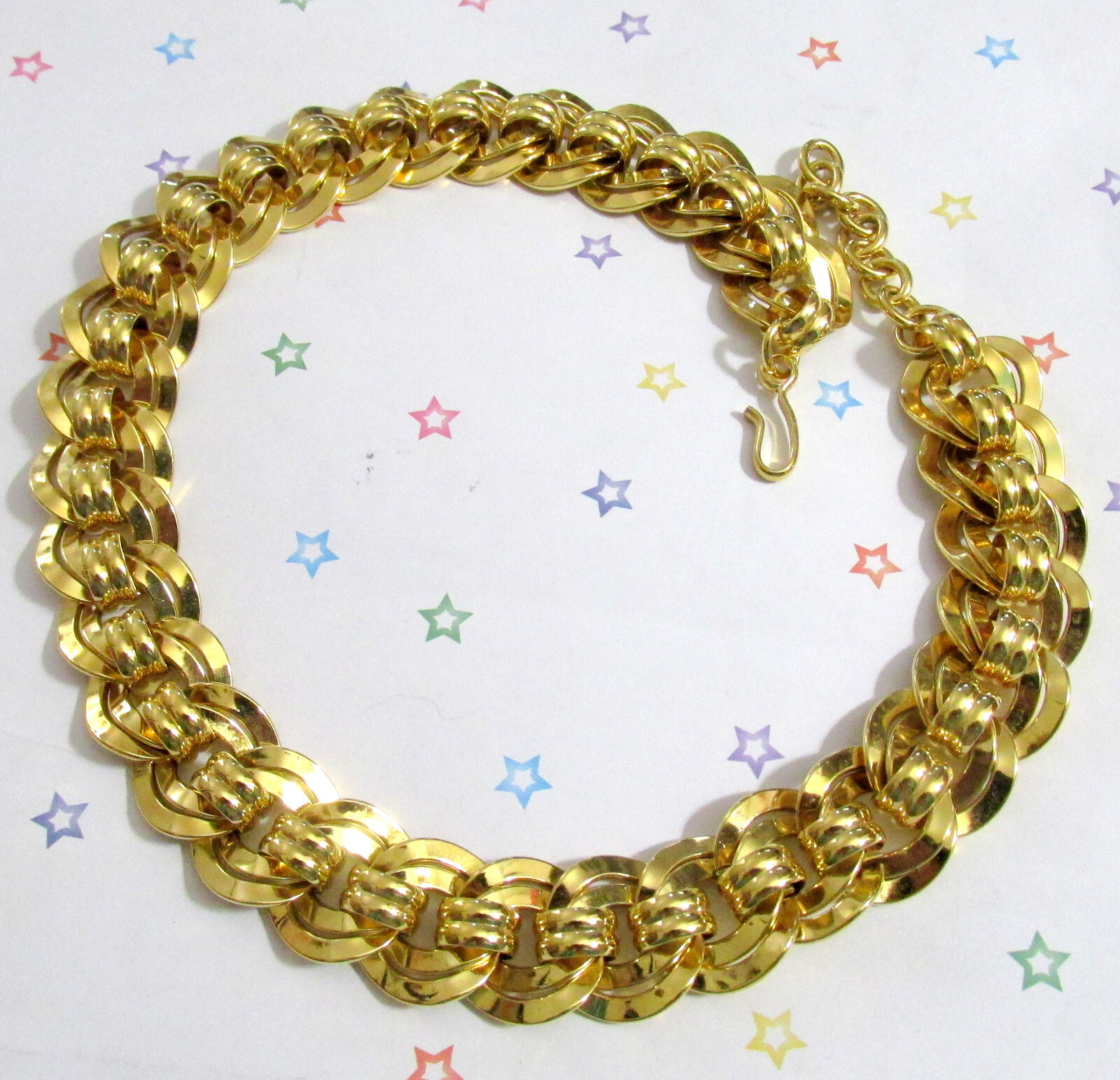 VTG RUNWAY WEIGHTY GP 19″ NAPIER DOUBLE LINK CHAIN NECKLACE CLASSIC STATEMENT