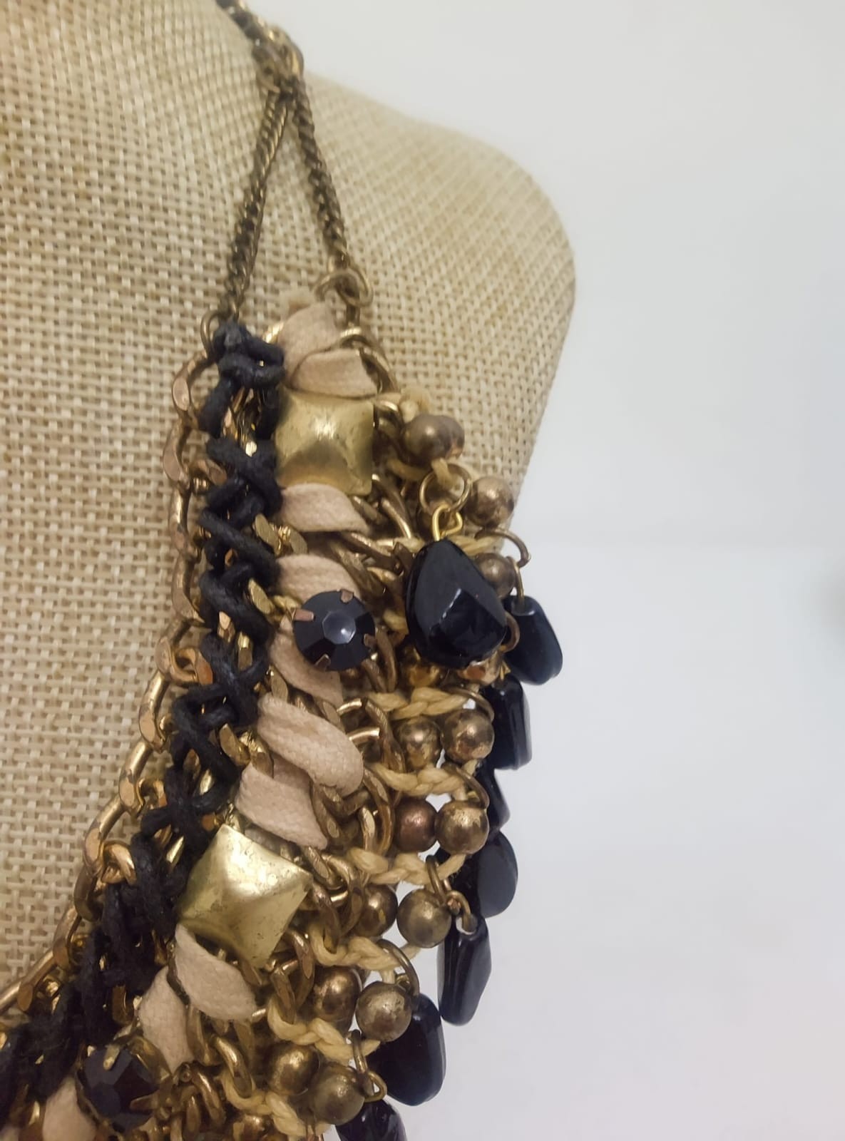 Luxurious multi-layer necklace ZARA Vintage Handmade stones Golden chains Woven