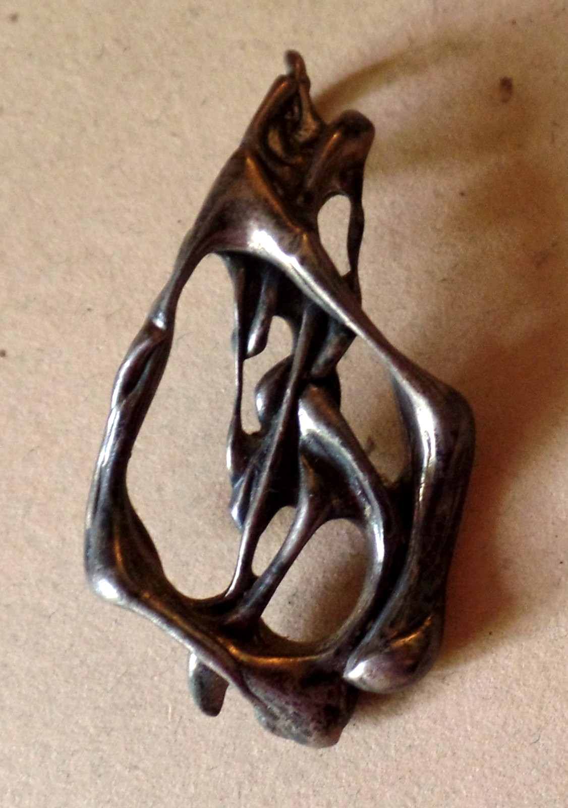 Vintage OOAK Over 50 Years Old Abstract Handcrafted Freeform Silver Pendant