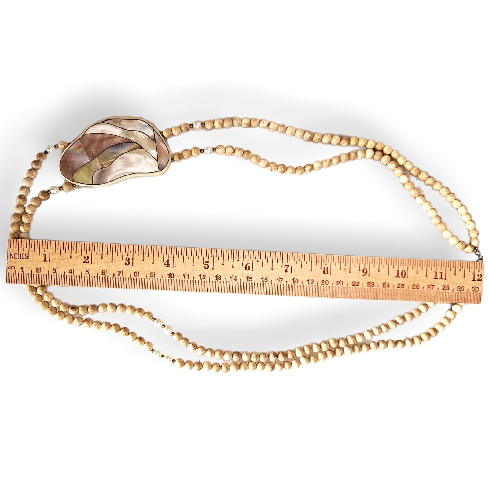 Karla Jordan Vintage Mother of Pearl Necklace 12 In BohoShique Statement Piece