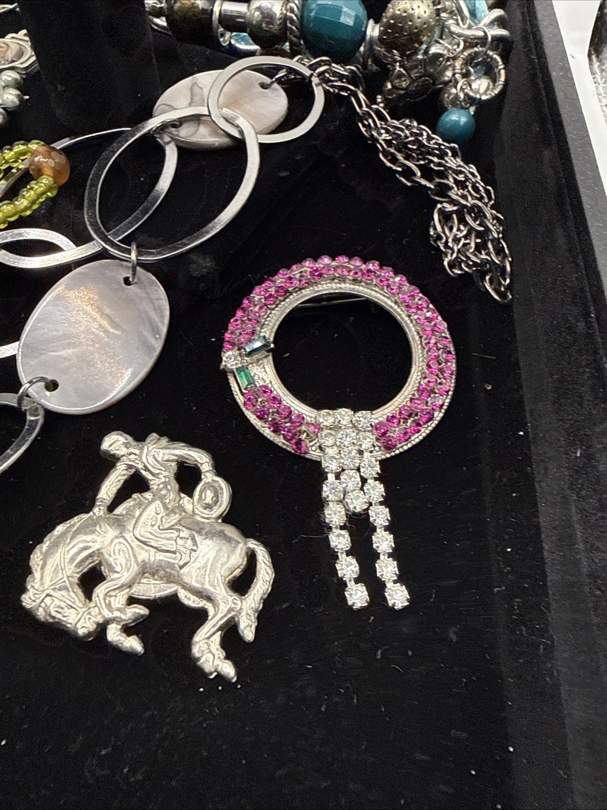 Vintage Lot of 15 Necklaces, Bracelets, Earrings And/or Brooches See Pics