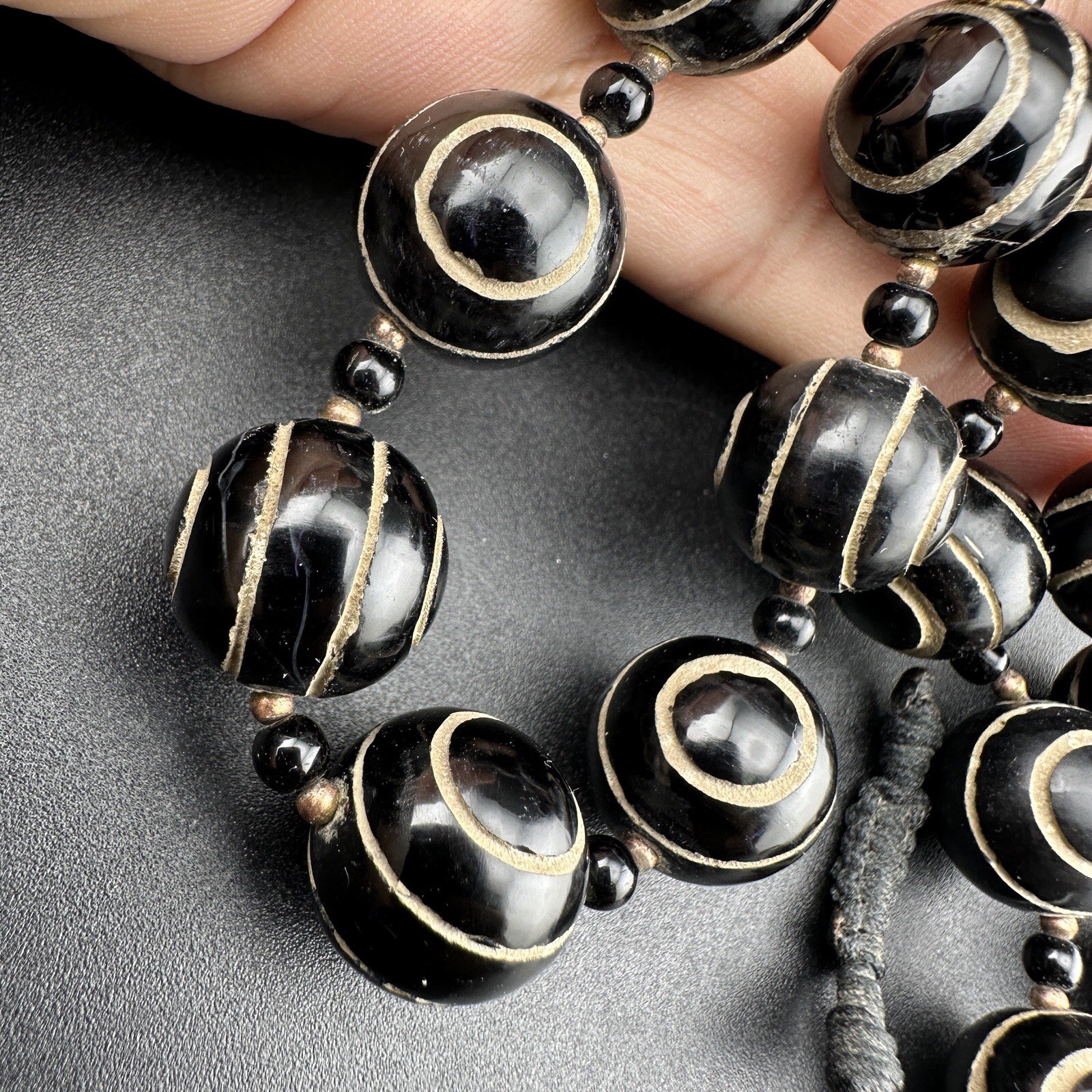 Lot 27 Ethnic Pyu Etched Agate Eye Beads Natural Stone Agate Beaded Necklace