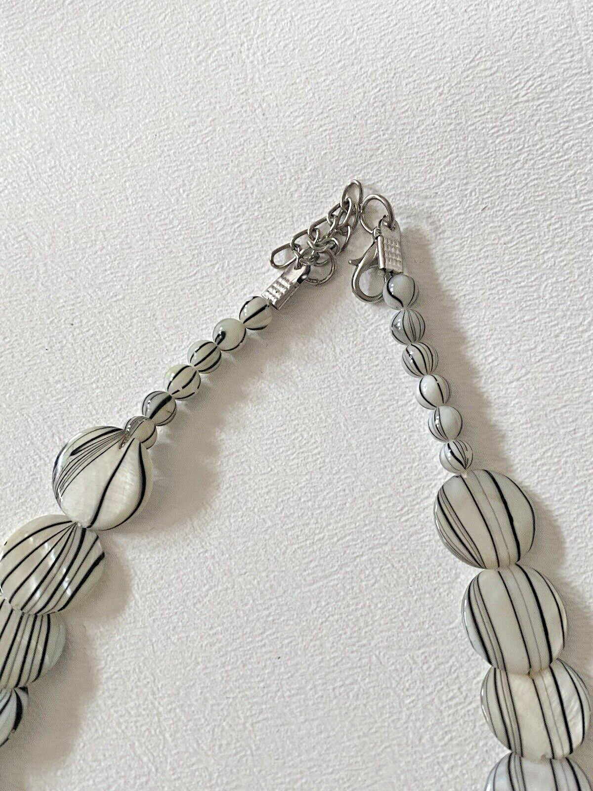 Reversible Vintage Bone Or Stone Bead Necklace – Flat Disk Beads – 18″ Lobster